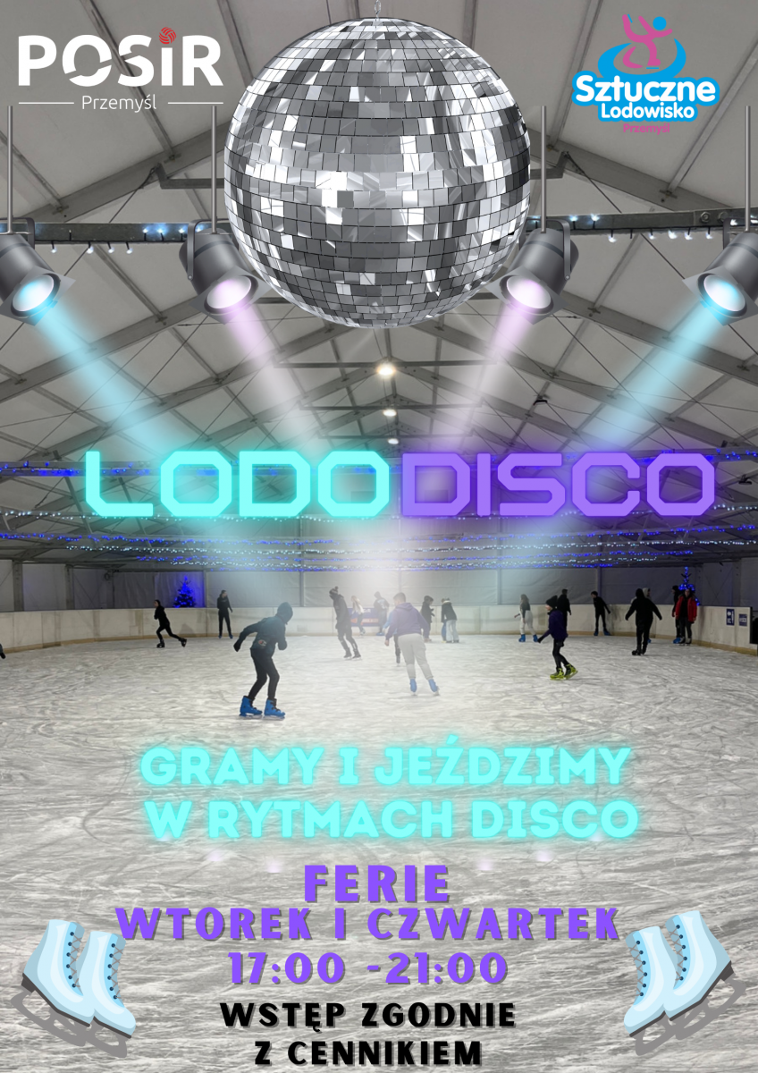 Na przemyskim lodowisku przy ul. Sanockiej w każdy wtorek i czwartek, od godziny 17 do godziny 21 trwać będzie „Lododisco” – jazda na lodzie w rytmach disco. <br/>fot.POSiR Przemyśl