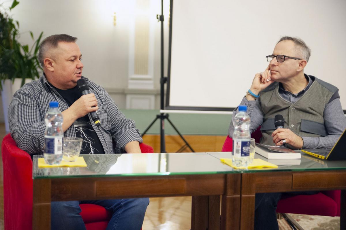 Stefan Darda i redaktor Hubert Lewkowicz.<br/>fot.Adam Podulka PBP w Przemyślu