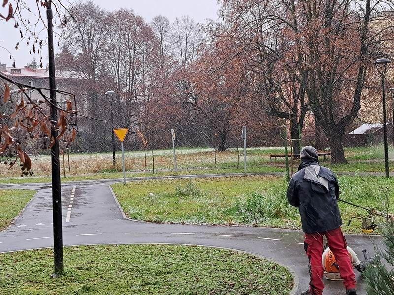 W czwartek (17 bm.) rano na terenie Parku Rekreacyjno-Wypoczynkowego przy Dolińskiego pracowała ekipa zajmująca się koszeniem zieleni.<br/>fot.Urszula Gielo