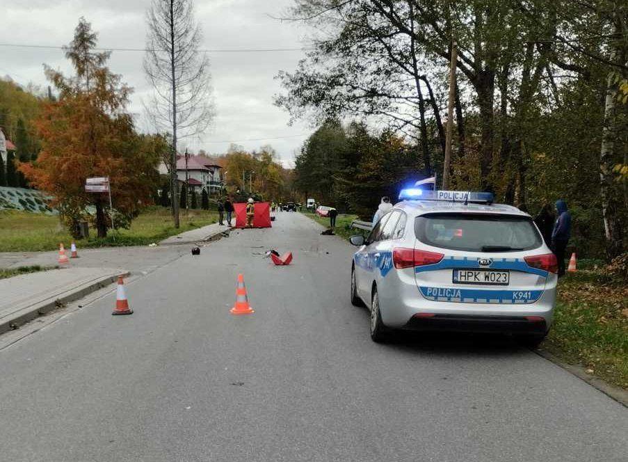 Miejsce tragicznego wypadku.<br/>fot.KPP Strzyżów