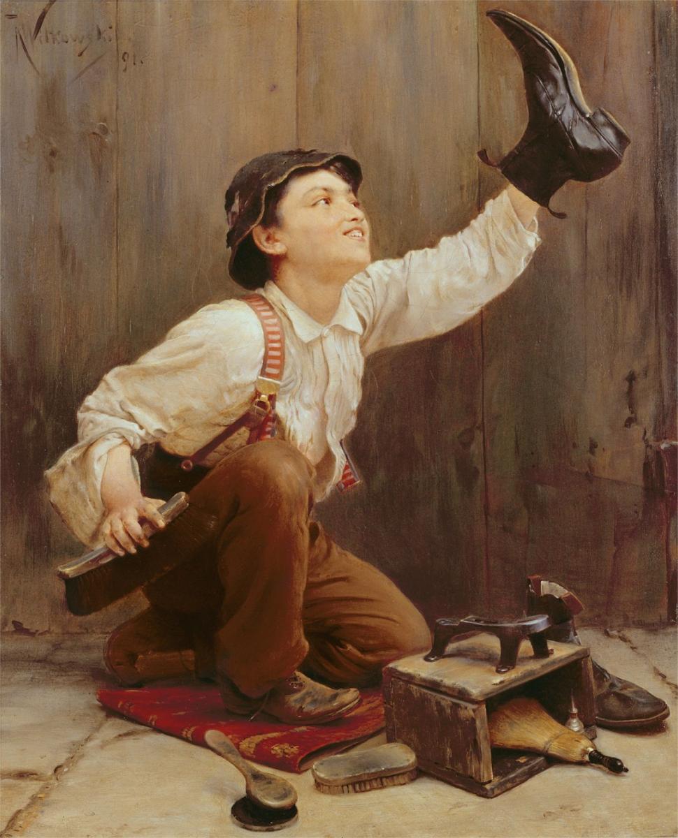 Czyścibut, obraz Karla Witkowskiego, 1891.<br/>fot.www.wikipedia.pl