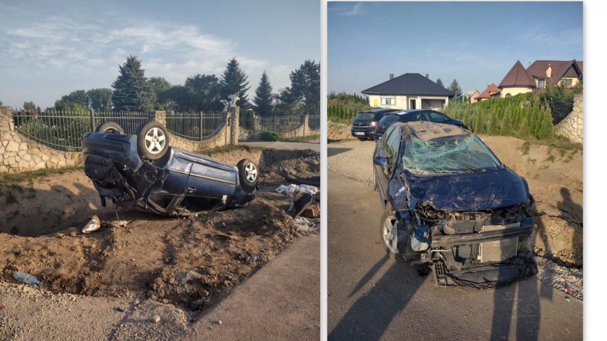 Pojazd wypadł z drogi.<br/>fot.KPP Przeworsk