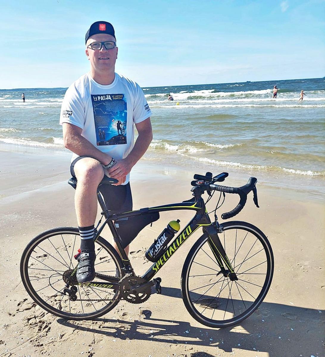 Kamil Jaroszewski wyjechał ze Świnoujścia do Przemyśla 18 lipca br.<br/>fot.ze zbiorów własnych