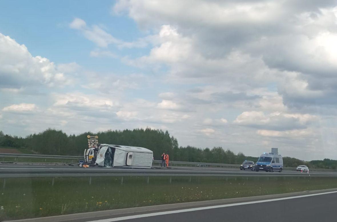 Zderzenie pojazdów na autostradzie A4.<br/>fot.KWP Rzeszów