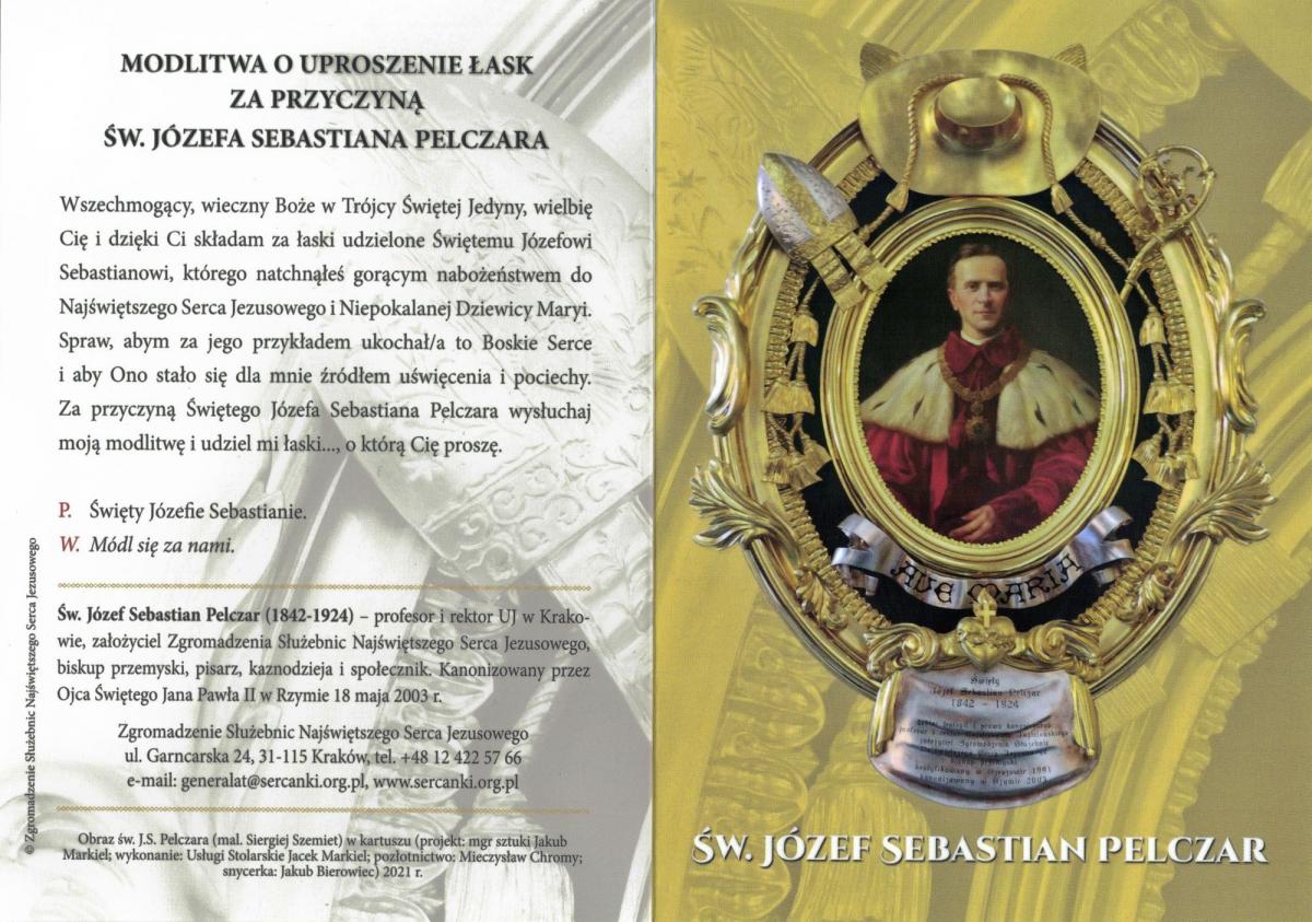 Tablica św. bpa Pelczara z kolegiaty św. Floriana – fragment pamiątkowego obrazka.