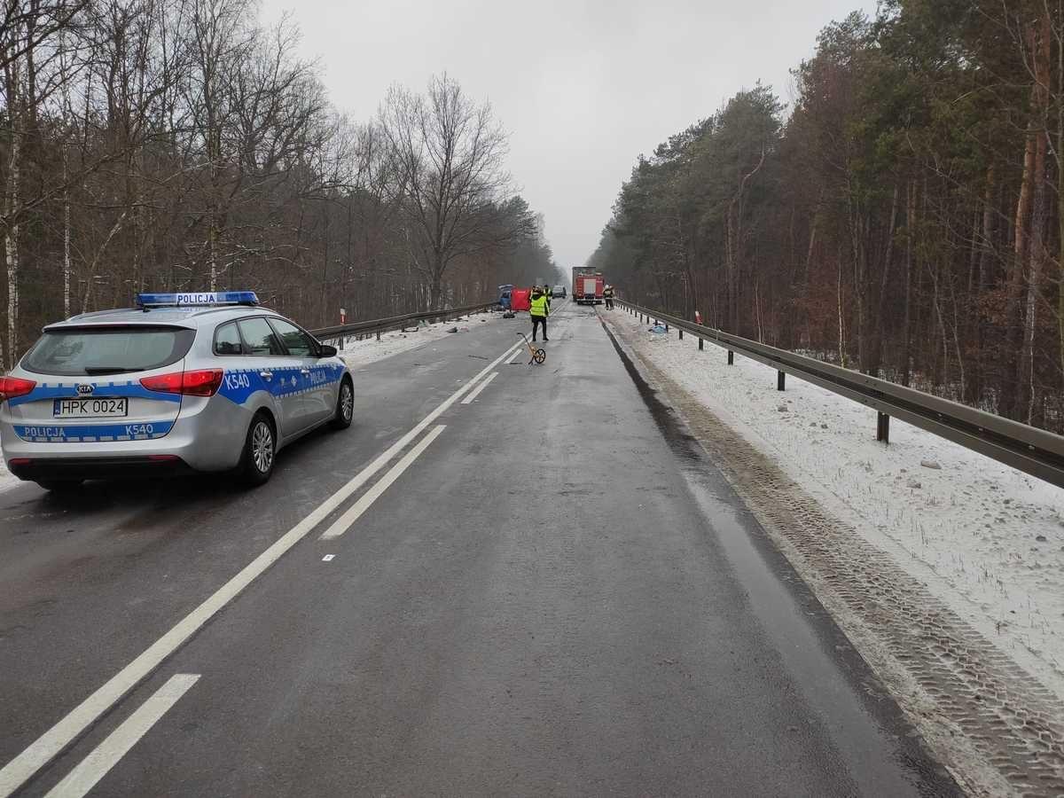 Miejsce wypadku na drodze wojewódzkiej nr 875.<br/>fot.KPP Kolbuszowa