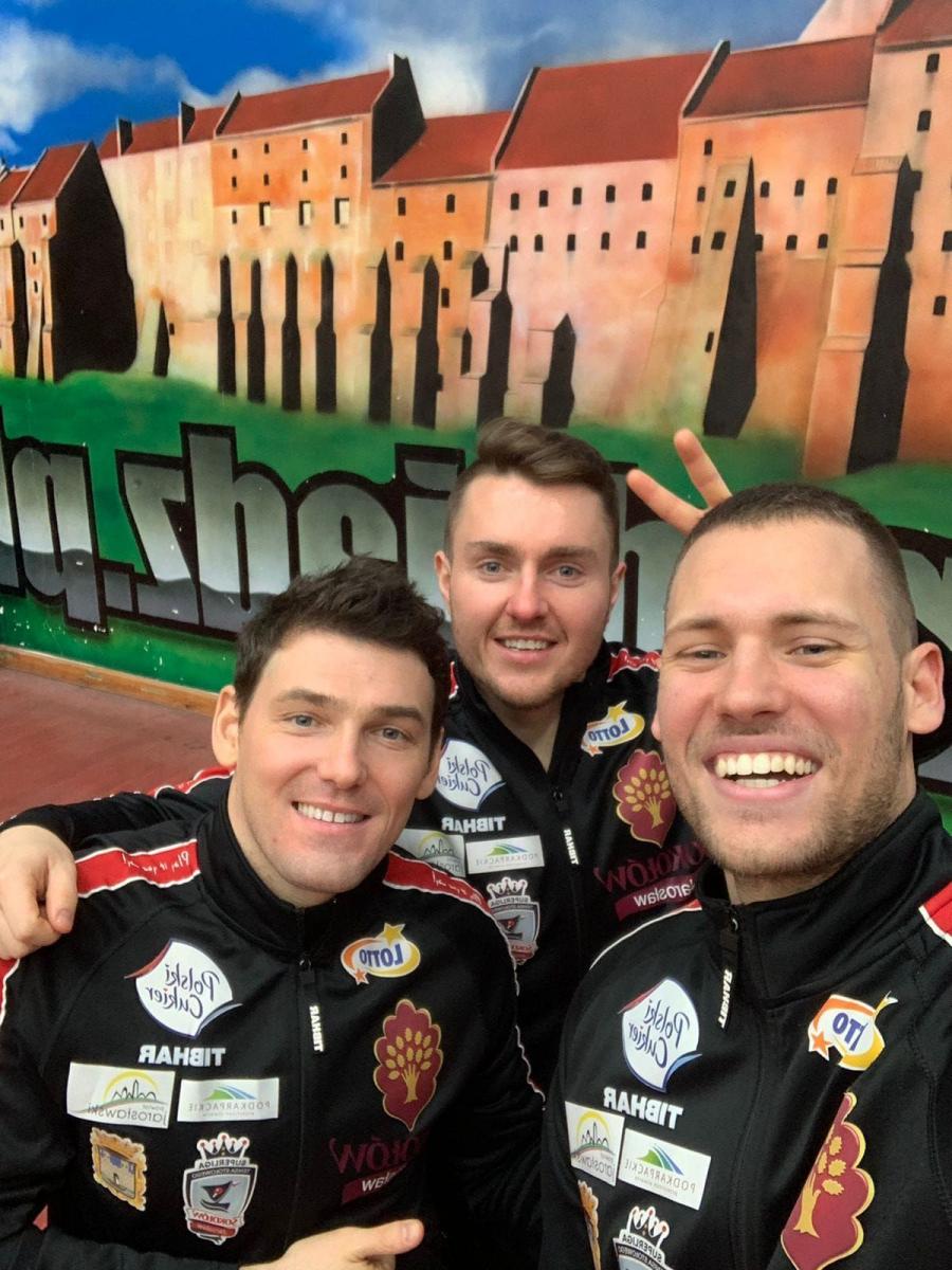 Jarosławski trio tuż po zwycięskim spotkaniu w Grudziądzu. Od lewej: Grigorij Vlasov, Mateusz Czernik i Konstantinos Angelakis.<br/>fot.ze zbiorów własnych
