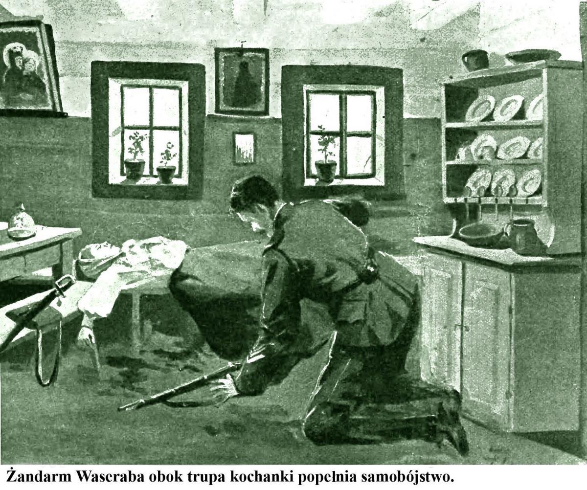 Żandarm Wasaraba obok trupa kochanki popełnia samobójstwo.