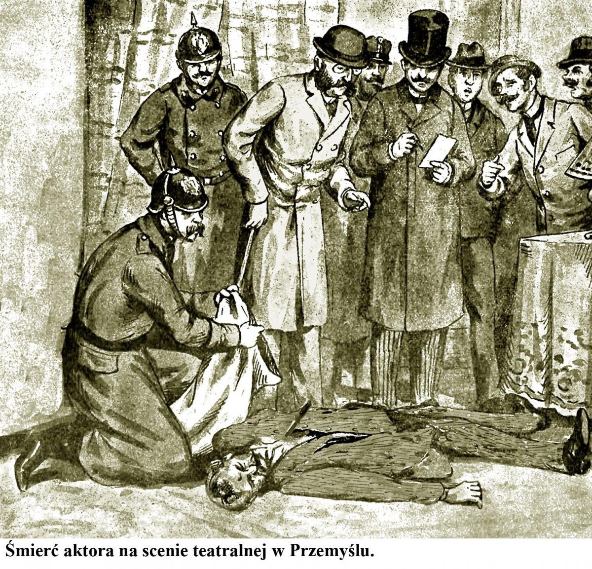 Śmierć aktora na scenie teatralnej w Przemyślu.