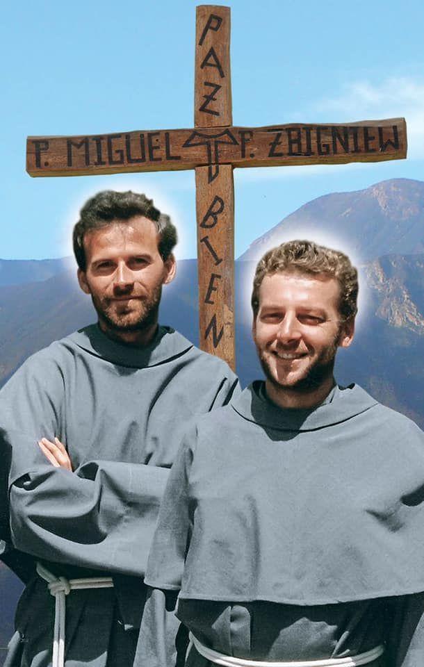 Polscy błogosławieni męczennicy o. Zbigniew Strzałkowski i o. Michał Tomaszek.
