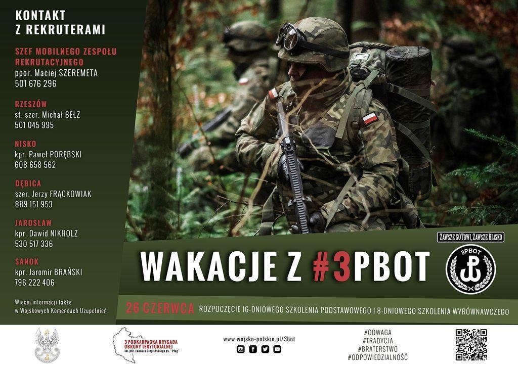 Oficjalny plakat projektu. Widnieją na nim numery telefonów do rekruterów z Mobilnego Zespołu Rekrutacyjnego 3 Podkarpackiej BOT. Wszyscy chętni mogą tą drogą zgłosić swój akces do projektu.<br/>fot.ze zbiorów własnych