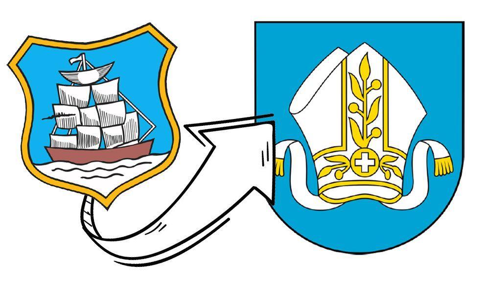 Żaglowiec nie może dłużej widnieć w herbie miasta. Albo zostanie zdegradowany do funkcji logotypu, albo zostanie zamieniony na biskupią infułę.