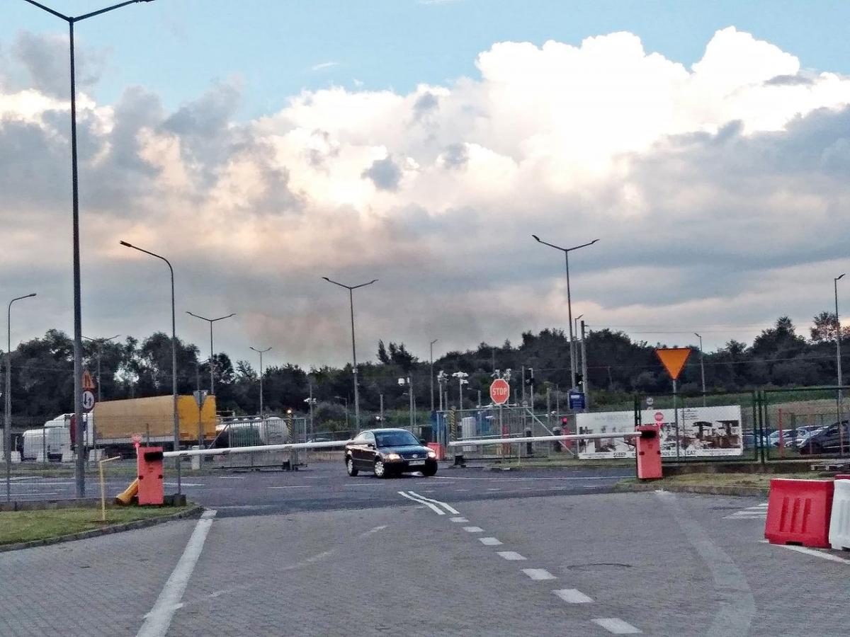 Pierwszy taki poważniejszy wypał śmieci nastąpił pierwszego dnia, gdy zamknięto granicę z powodu pandemii koronawirusa SARS-CoV-2. Na zdjęciu widać chmurę dymu unoszącą się nad drzewami. To już jest po ukraińskiej stronie...<br/>fot.ze zbiorów własnych