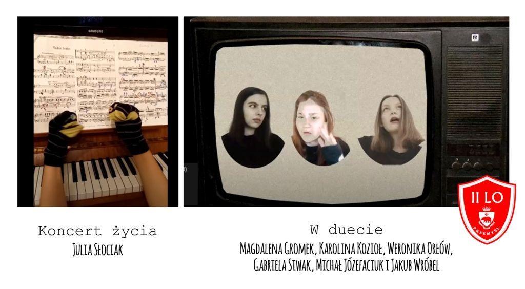 Zdobywcy dwóch pierwszym miejsc w wirtualnym jarosławskim minifestiwalu – przedstawiciele II LO w Przemyślu.<br/>fot.ze zbiorów własnych