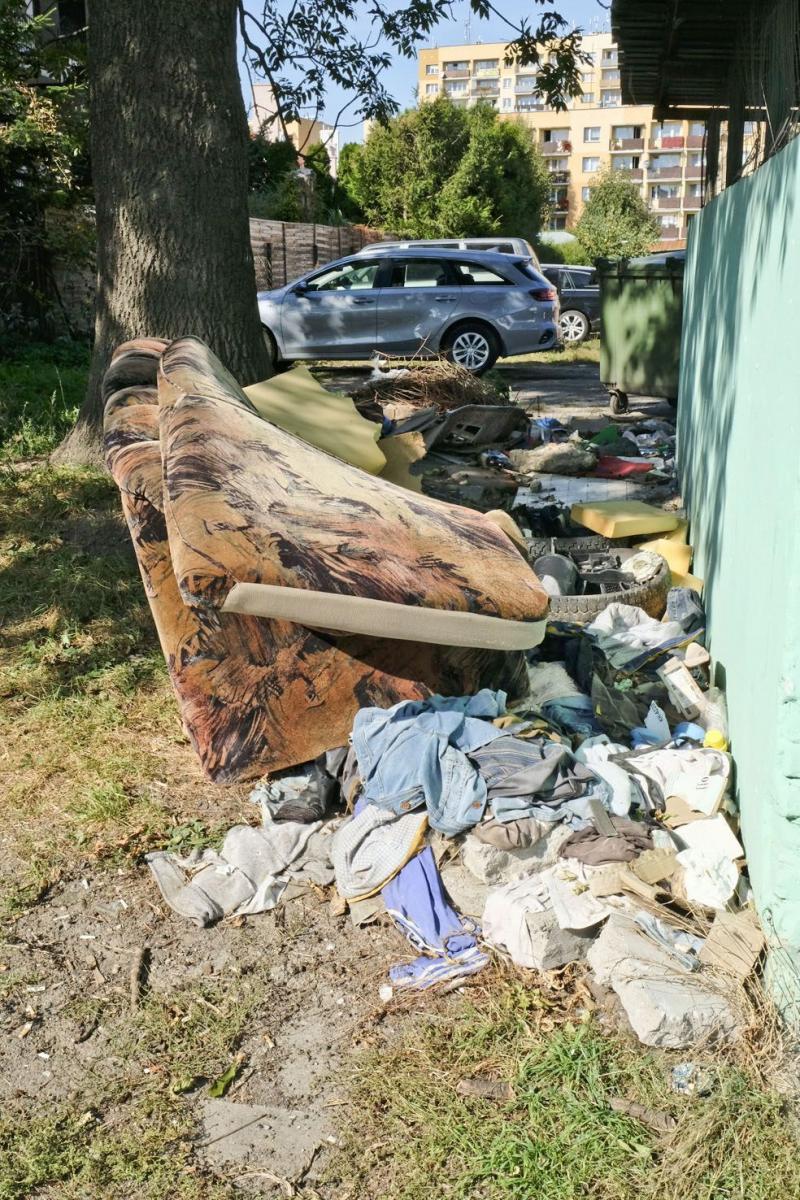 Dzikie wysypisko tuż za śmietnikami przy ulicy Krasińskiego.  <br/>fot.Jacek Szwic