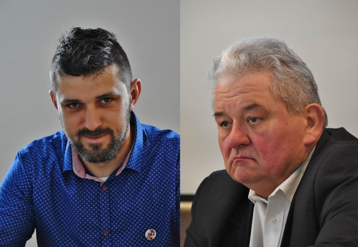 W imieniu klubu radnych PiS, deklarację przedstawił Zygmunt Gmyrek (z prawej). Zdecydowana większość rady poparła jej treść. Przeciwny był tylko Marcin Piotrowski (z lewej). 
