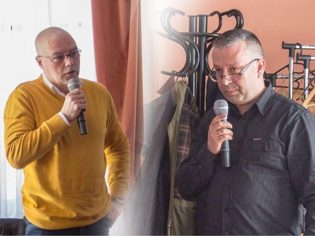 Piotr Pajda ( z lewej)  uważa, że jego klubu na najwyższy poziom rozgrywek zwyczajnie nie stać, więc skupia się na pracy z młodzieżą.

Robert Wojtaszek (z prawej) ma ambicje, by SPR JKS Jarosław zagrał w superlidze kobiet. Liczy na wsparcie miasta.

<br/>fot.Bartłomiej Pacek
