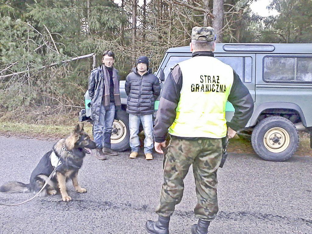 Hindusi zatrzymani po nielegalnym przekroczeniu granicy.<br/>fot.Serwis SG Przemyśl