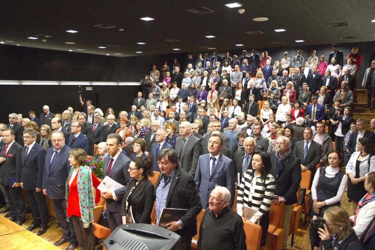 Goście i uczestnicy obchodów podczas inauguracji w Muzeum Narodowym Ziemi Przemyskiej.<br/>fot.Jacek Szwic