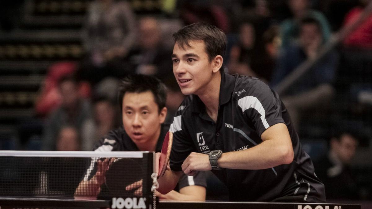 Brazylijski debel Gustavo Tsuboi (z lewej) i Hugo Calderano zajęli 2. miejsce w Hungarian Open.<br/>fot.Richard Kalocsai