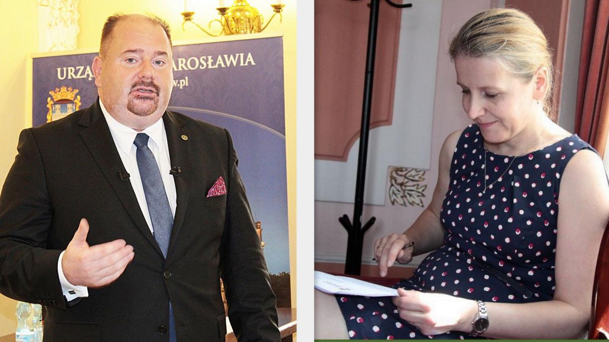 Burmistrz Jarosławia Waldemar Paluch i dyrektor MOPS w Jarosławiu Agnieszka Kruba.<br/>fot.Roman Kijanka