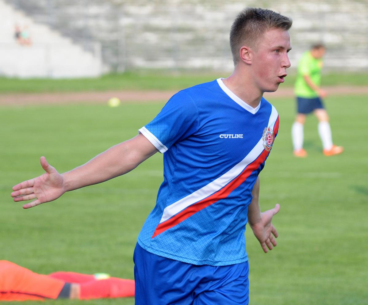 Mateusz Trawka był autorem jedynej bramki dla Polonii w meczu z Piastem Tuczempy.<br/>fot.Łukasz Delmanowicz
