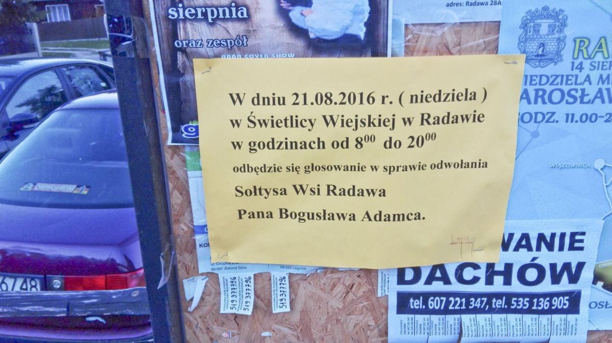 Wójt gminy Wiązownica Marian Ryznar zdecydował, że referendum w sprawie odwołania sołtysa Radawy odbędzie się 21 sierpnia br. Jego wynik był korzystny dla Bogusława Adamca.<br/>fot.ze zbiorów własnych