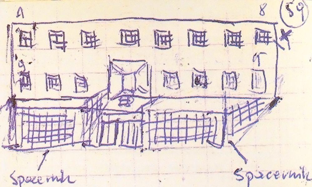 Szkic Zakładu Karnego w Uhercach wykonany przez Ryszarda Buksę w marcu 1982 roku.<br/>fot.Jacek Szwic