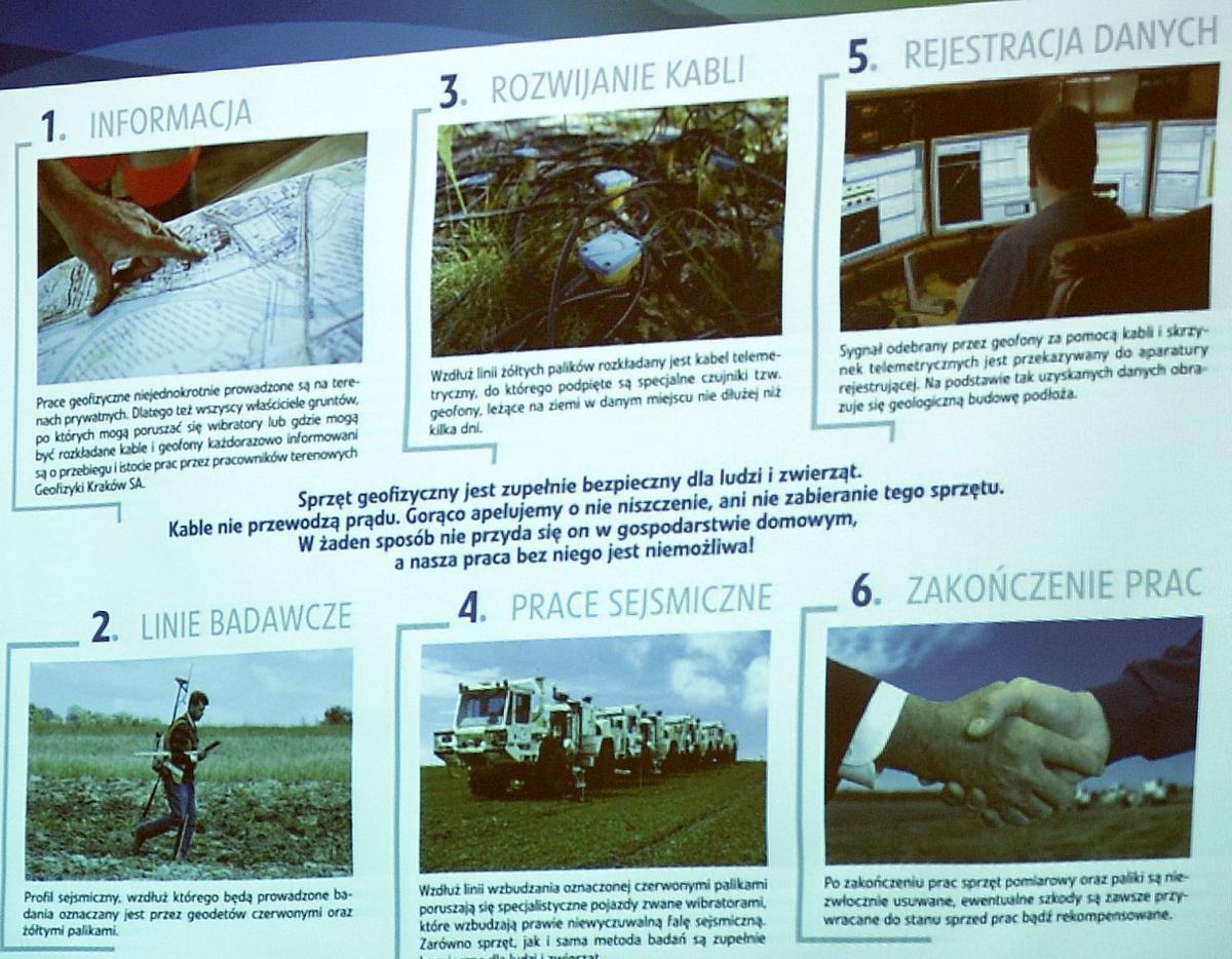 Podczas zorganizowanej pod koniec listopada br. konferencji prasowej w magistracie w Przemyślu specjaliści z PGNiG i Geofizyki Kraków zaprezentowali w jaki sposób prowadzone będą poszukiwania złóż gazu.<br/>fot.zbiory własne