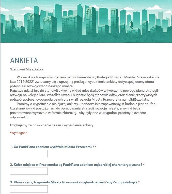 Ankieta na stronie www UM Przeworska<br/>fot.UM Przeworsk
