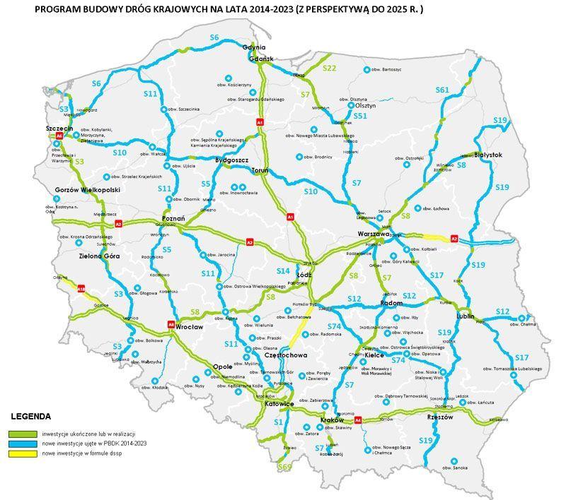 Program budowy dróg krajowych w latach 2014 – 2023.<br/>fot.Źródło: ministerstwo infrastruktury i rozwoju