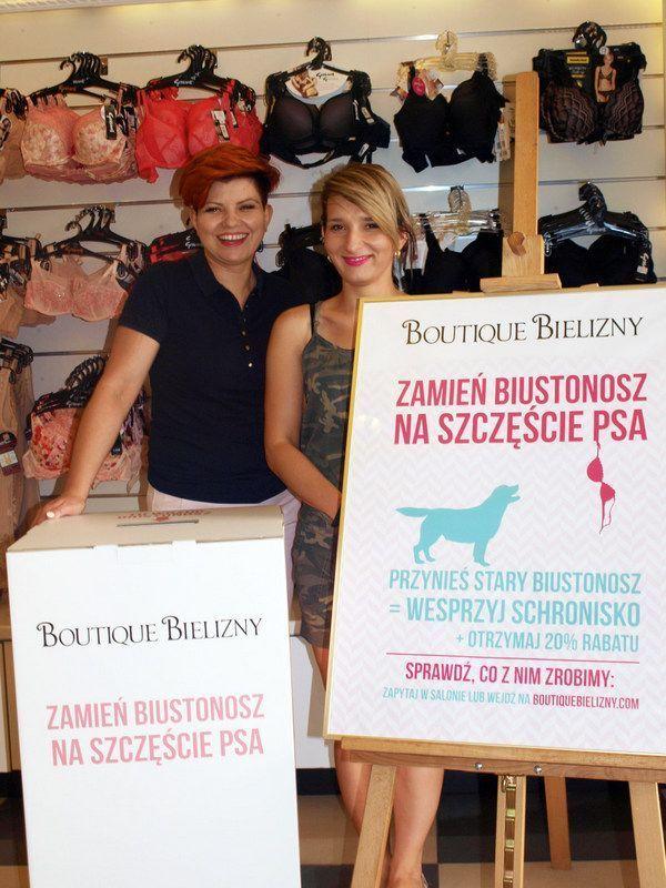 W salonie Boutique Bielizny przy ulicy Franciszkańskiej w Przemyślu każda klientka może zostawić stary biustonosz i wrzucić go do specjalnego pojemnika. Wynagrodzona zostanie w dwójnasób. Otrzyma rabat i pomoże bezdomnym psom ze schronisk. – Oczywiście nie będzie problemu, kiedy jeśli  ktoś chciałby