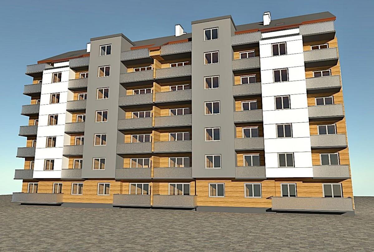 Wizualizacja jednego z bloków mieszkalnych, który powstanie na Bakończycach w Przemyślu.<br/>fot.SIM Południe sp. z o.o.