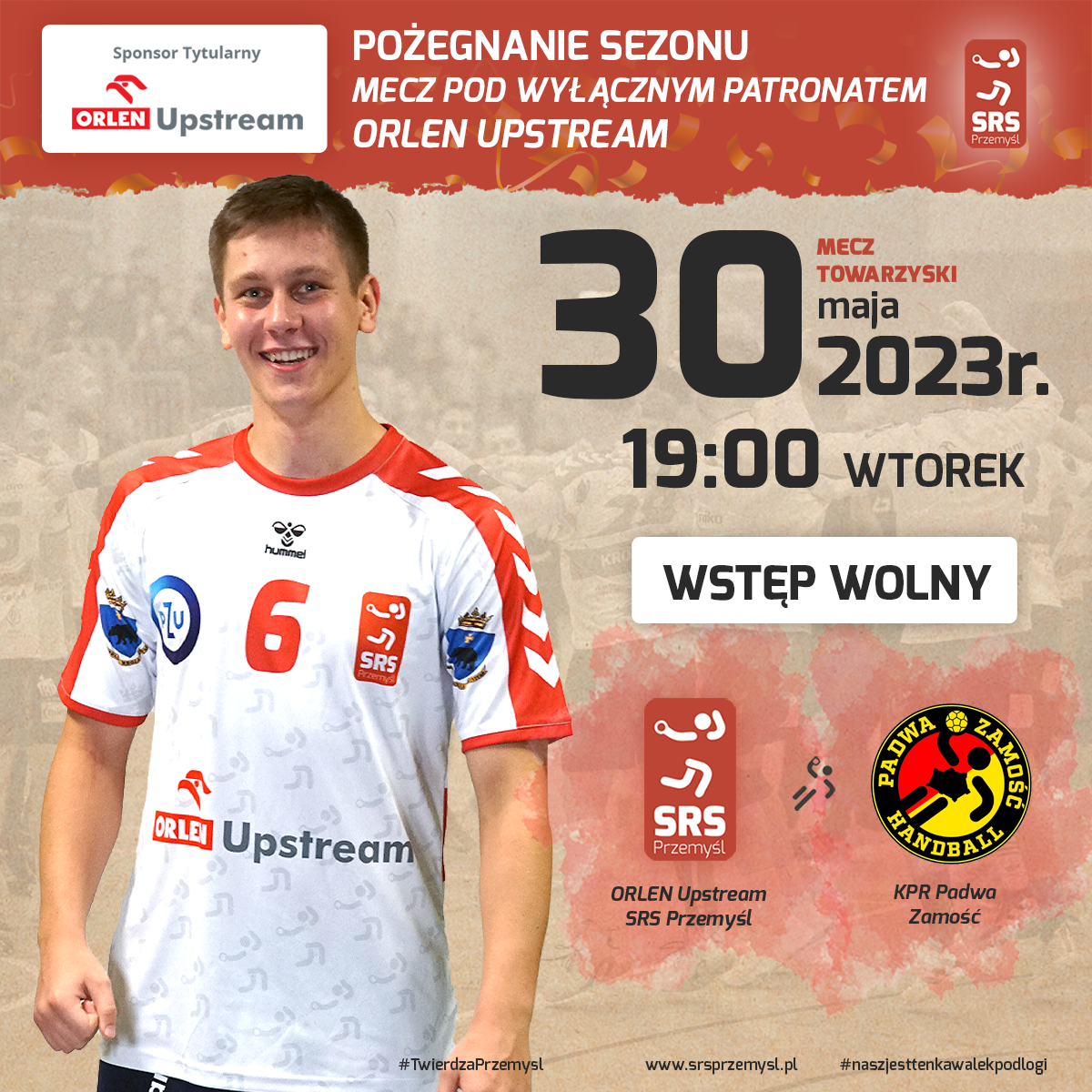 Oficjalna zapowiedź wtorkowego handballowego pożegnania sezonu w hali POSiR.<br/>fot.ze zbiorów własnych