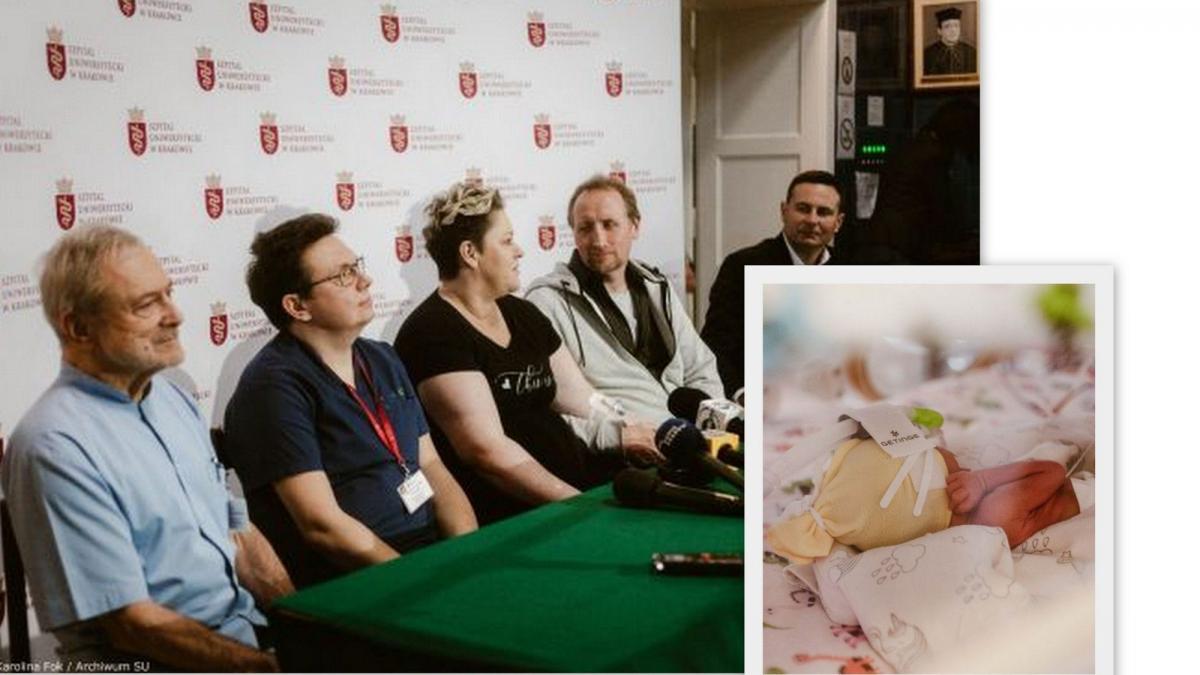 Państwo Dominika i Vincent Clarke z Puchaczów w gminie Horyniec-Zdrój już teraz mogą mówić o wielkim, bo pomnożonym przez 12 szczęściu. <br/>fot.Szpital Uniwersytecki w Krakowie 
