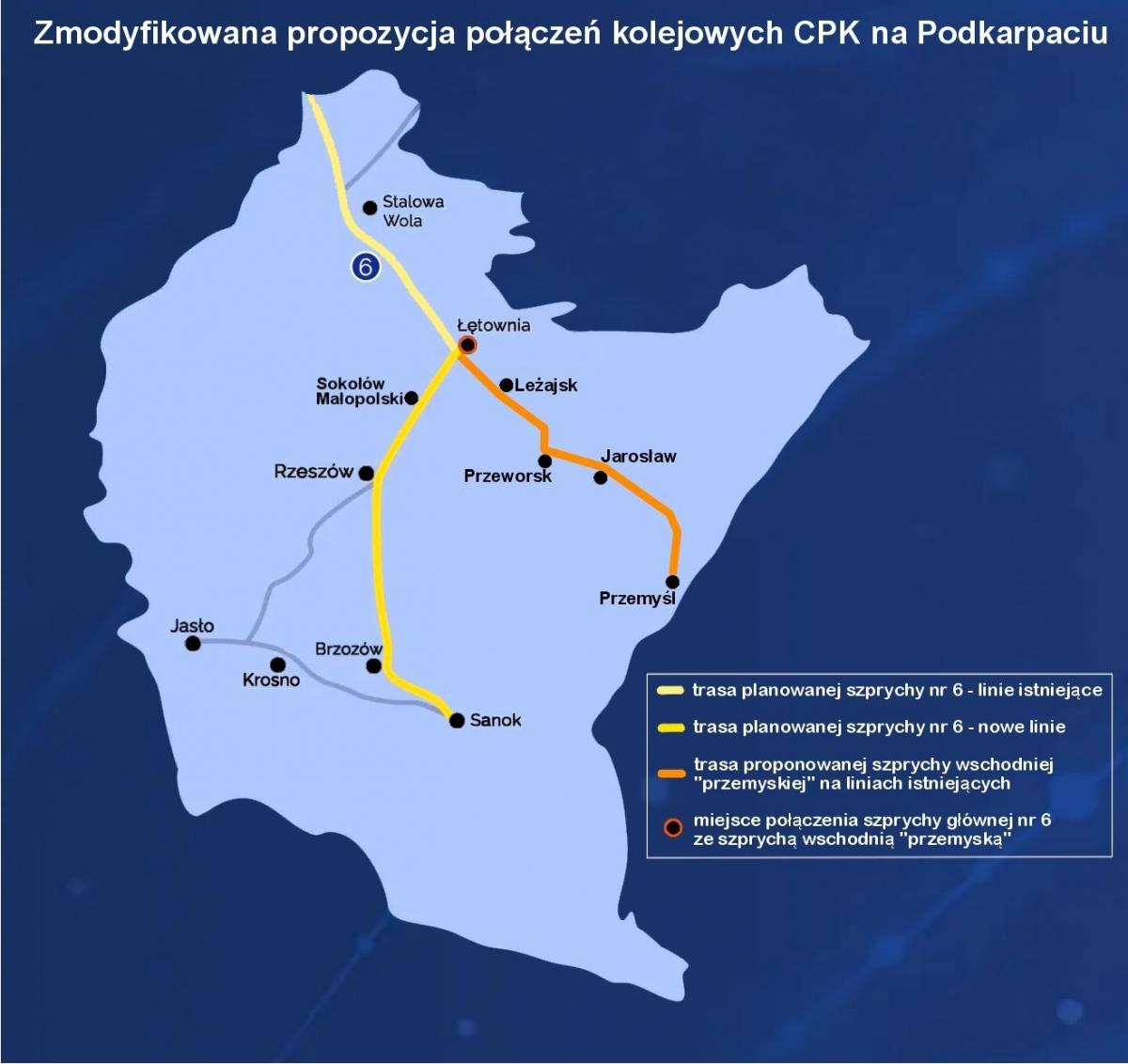 Tak wygląda proponowana zmiana podkarpackiego odcinka Centralnego Portu Komunikacyjnego. Zmiana według członków „Ruchu dla podkarpackiej trasy wschodniej”,spowoduje komunikacyjne wykluczenie Przemyśla.<br/>fot.ze zbiorów własnych