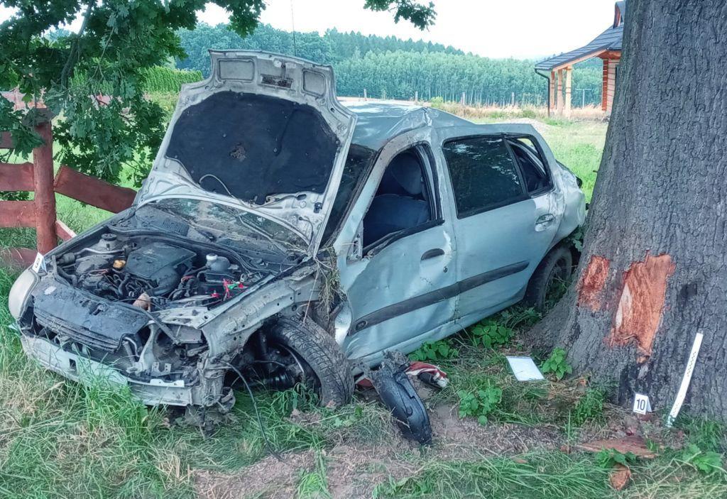 W Mokrej w powiecie jarosławskim na miejscu zginął 58-letni kierowca osobowego renault.<br/>fot.KPP Jarosław