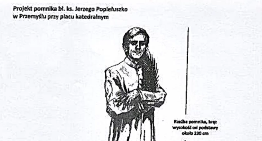  Projekt pomnika bł. ks. Jerzego Popiełuszki według koncepcji jarosławskiego artysty Eliasza Dyrowa.