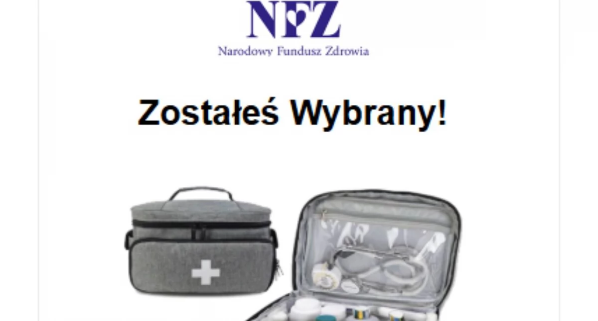 Tak wygląda e-mail rozsyłany rzekomo przez NFZ.