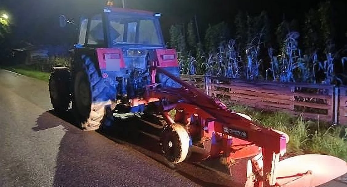 Podejrzenia mundurowych wzbudził jego styl jazdy kierowcy ciągnika./ FOT. KPP Jarosław