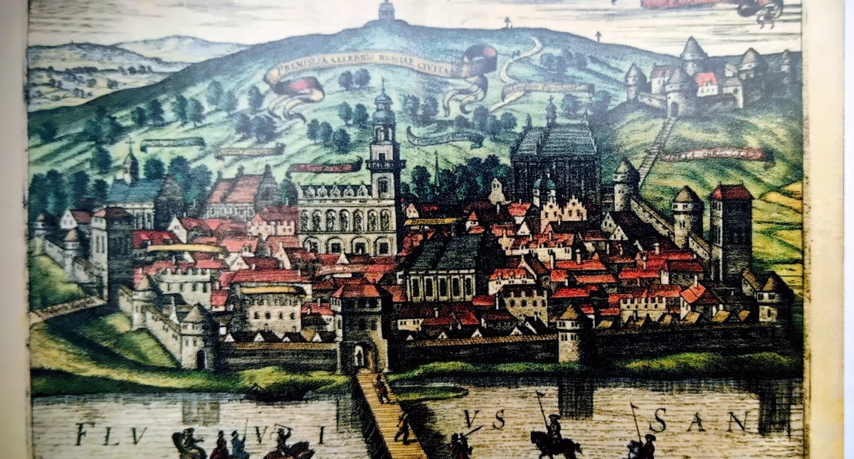 Miedzioryt kolorowany A. Hogenberga z dzieła J. Brauna Theatri...., Kolonia 1618 r.