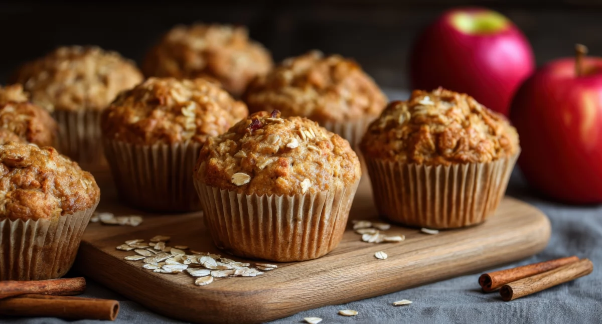 Przepisy kulinarne, Muffinki owsiane jabłkami cynamonem przepis jesień - zdjęcie, fotografia