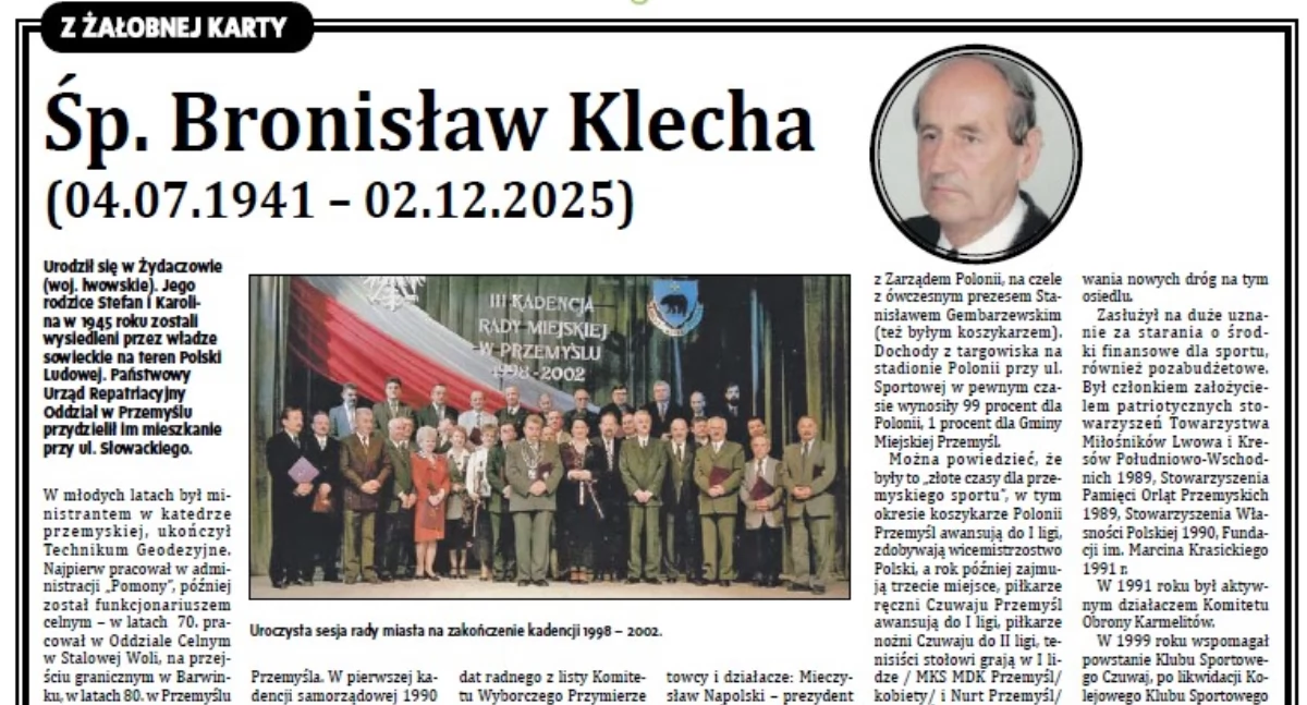 Odeszli, żałobnej karty Bronisław Klecha - zdjęcie, fotografia
