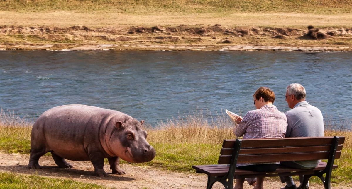 Inne wydarzenia, Hipopotam Sanem Mieszkańcy przecierali zdumienia! - zdjęcie, fotografia