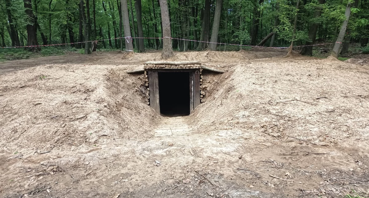 Ziemianka rosyjska wybudowana w okresie od kwietnia do maja 1915 r. jako element polowych fortyfikacji rosyjskich została odtworzona w Skansenie Pola Bitwy na terenie „Bażantarni” w Żurawicy. Fot. ZGFTP