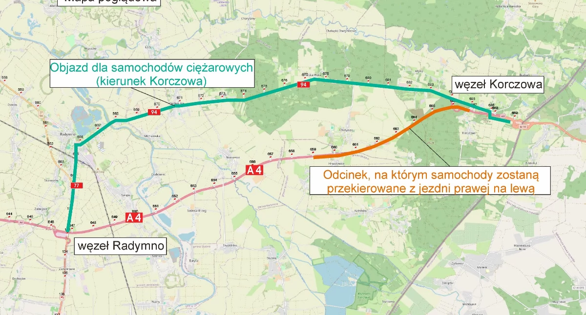 Na ponad 8-kilometrowym odcinku w tym czasie obowiązywać będzie czasowa, zmieniona organizacja ruchu./ FOT. GDDKiA
