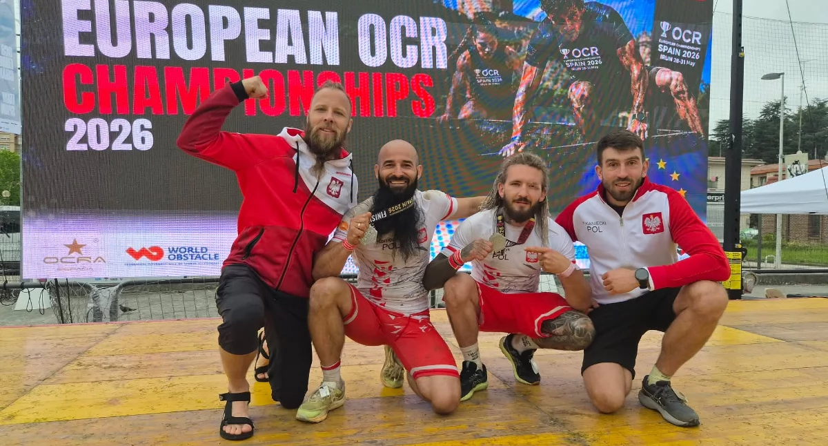 Przemyska ekipa Wataha OCR podczas Mistrzostw Europy w biegach przeszkodowych OCR w hiszpańskim Irun. Od lewej: Piotr Pawlikowski, Paweł Kaniecki, Hubert Pelc i Dawid Kowalczyk. Fot. ze zbiorów Pawła Kanieckiego