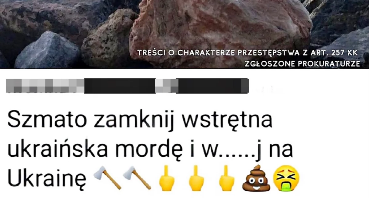 „Szmato, zamknij ukraińską mordę i w...j na Ukrainę!” – tych absolutnie nieakceptowanych, skandalicznych, wulgarnych słów użyła jedna z urzędniczek przemyskiego magistratu na jednym z portali społecznościowych w komentarzu skierowanym do obywatelki Ukrainy. Pomieściła je, nie będąc jeszcze pracownikiem przemyskiego magistratu, więc prezydent miasta Wojciech Bakun zdecydował, iż nie będą względem niej wyciąganie jakiekolwiek konsekwencje personalne. Screen: www.facebook.com