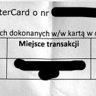 Dowód z banku na transakcję dokonaną o godzinie 11:53:37 z karty męża Beaty.
