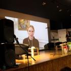 Poprzez media społecznościowe, z uczestnikami konferencji połączyła się Ołena...